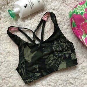 OLD NAVY: Green Leaf/ Floral Pattern Sports Bra XS